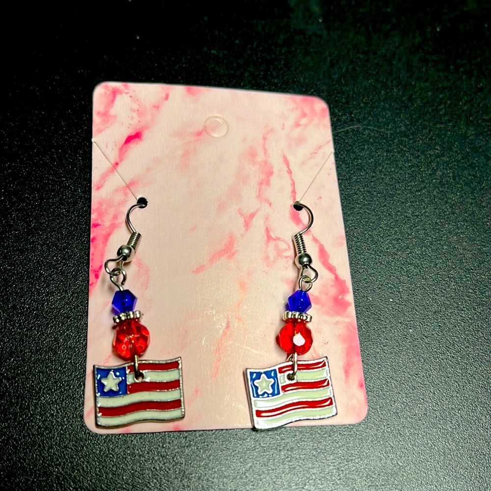 Handmade American Flag Earrings